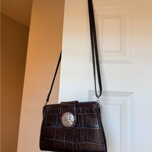 Brighton Dark Brown Crossbody Bag with Silver Accent